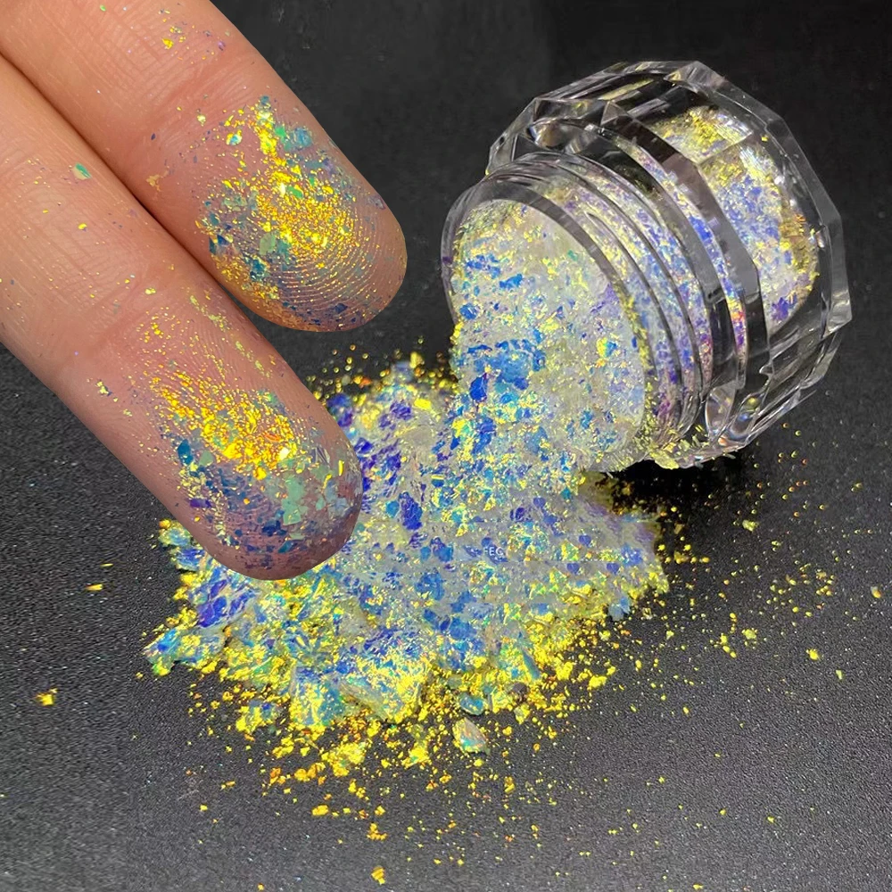 Unicorn Chameleon Aurora Nail Glitter Powder Colorful Magic Mirror Nail Pigment Flakes Powder Broken Yuki Aurora Chameleon Dust