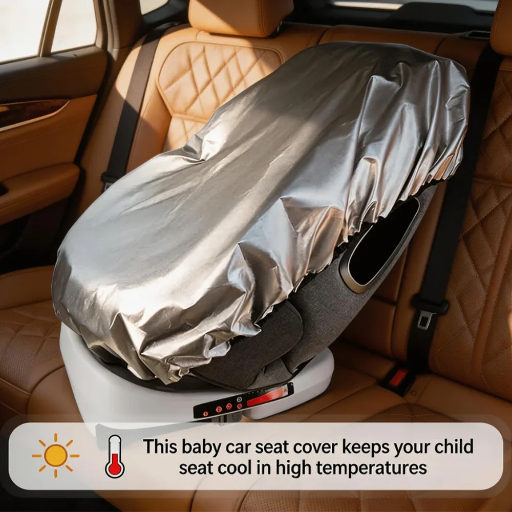 Baby Car Seat Sun Shade Cover, Infant Car Seat Heat Protector Keeps Your Toddler Baby Seat Cool, Blocks Out Heat & Sun UV Co