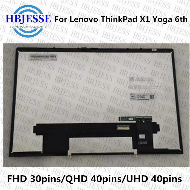 Original For Lenovo ThinkPad X1 Yoga 6th Touch Screen EDP 30PIN X1 Yoga 6 GEN LCD Assembly 14 Inch Display Replacement