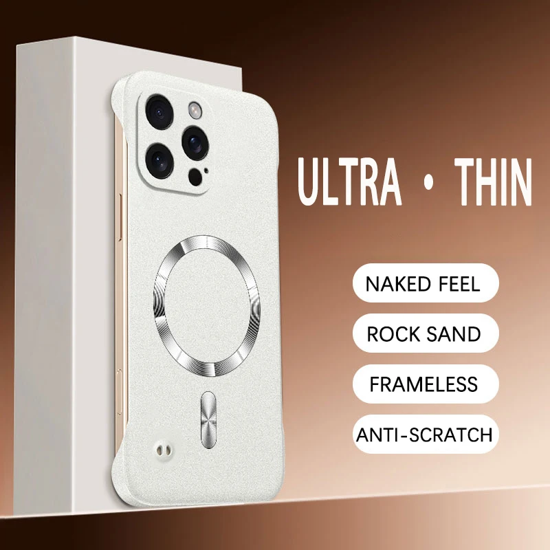 Magnet Frameless Sand Rock Matte Case For Magsafe iPhone 17 