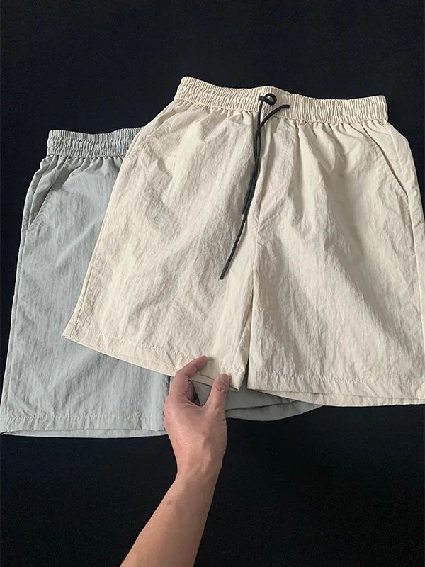 

Cleanfit Ice Silk Qui Dry Men's orts 2025 New Summer Outdoor Running Sports Five-Quarter Beach Pants Loose Fit mid Waist