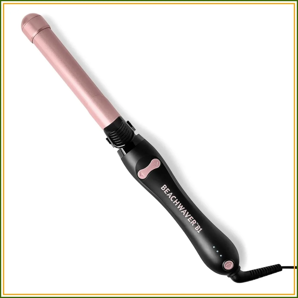Rotating Curling Iron for Long Hair, 1-Inch Ceramic Barrel, Dual Voltage, Auto Shut-Off, Travel-Friendly