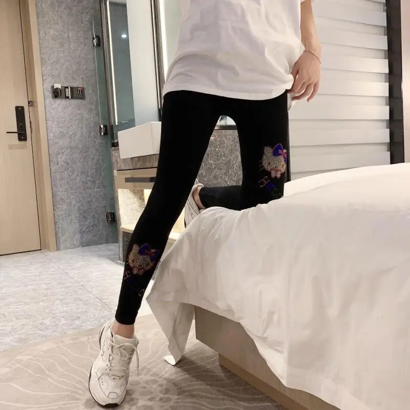 Sanrios Studenten-Leggings, Hello Kitty's Mädchen-Hosen, hohe Taille, lässig, bequem, vielseitig, einfach, heißer Verkauf, Geschenk für Freundin