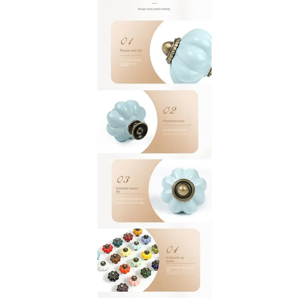 Retro Single Hole Ceramic Pumpkin Handle Round European Style Cabinet Knob Vintage Door Pull Handles Hardware