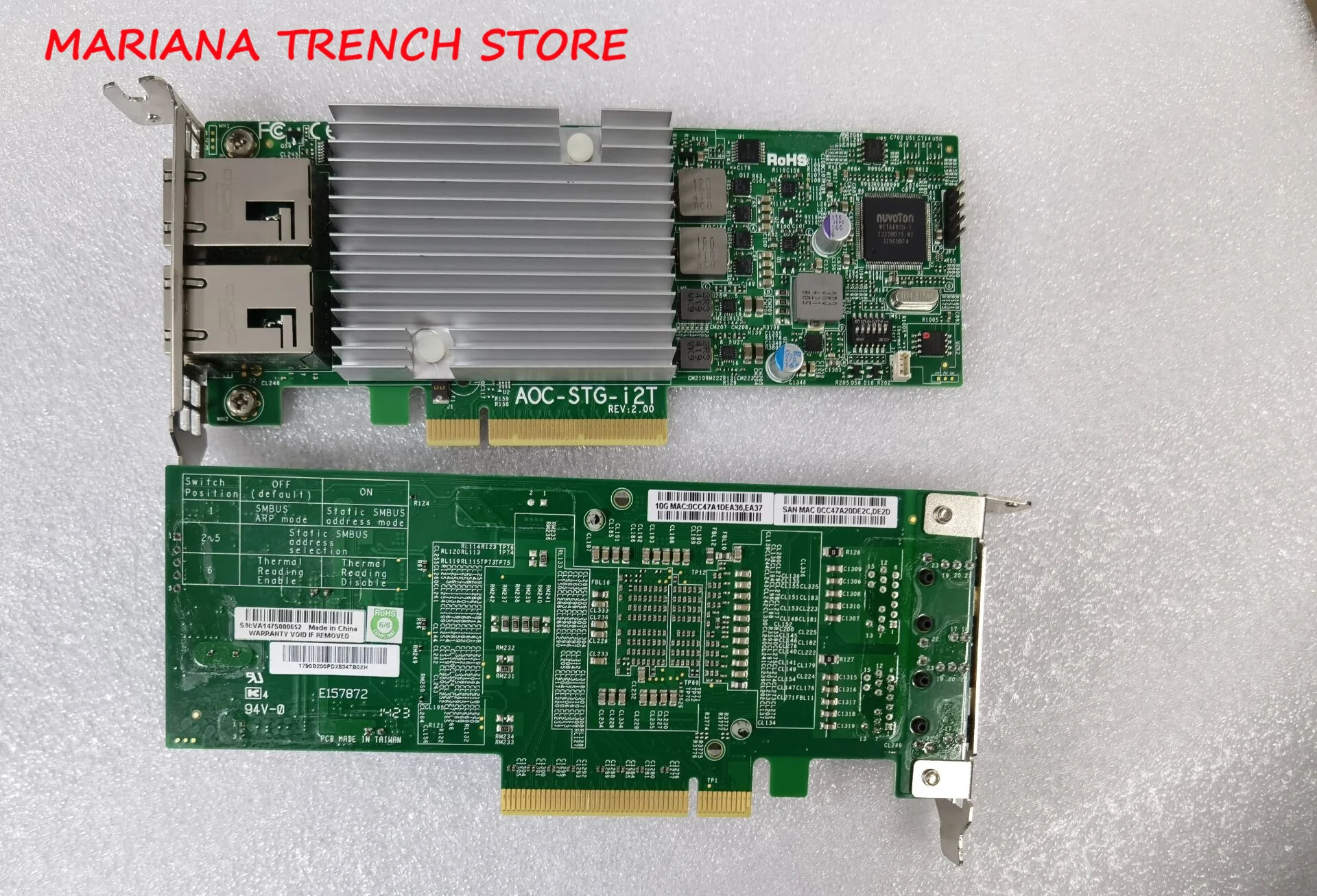 AOC-STG-i2T for Supermicro Network Card Standard LP 2x 10GbE RJ45 PCI-Ex8 X540