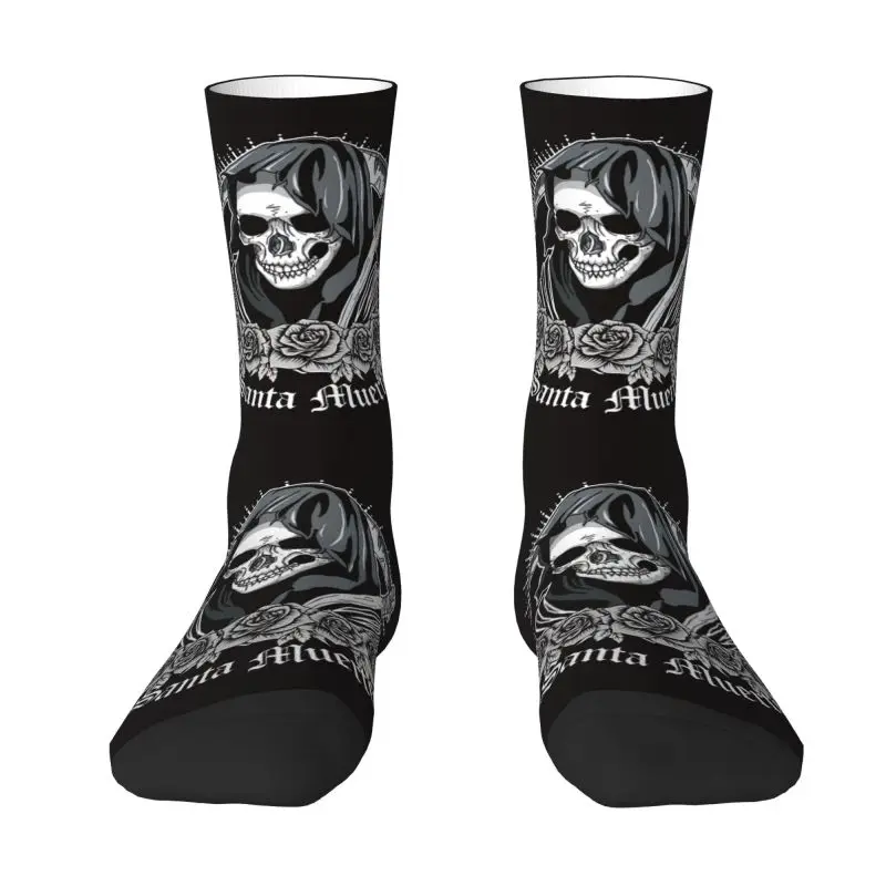 

Cool Men's Santa Muerte Female Deity Mexican Satanic Dead Sugar Skull Dress Socks Unisex Warm Comfortable 3D Printing Crew Socks