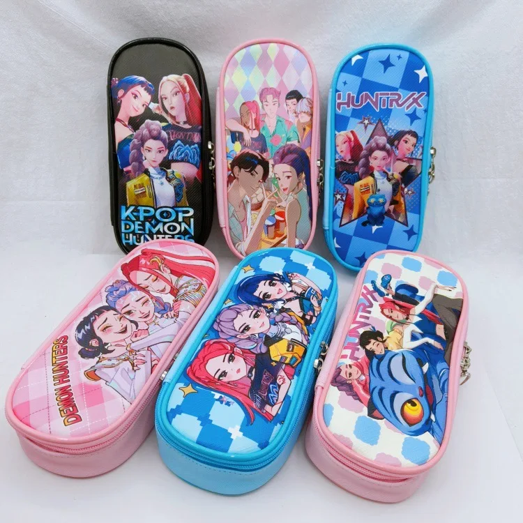 

Pencil Case with Dual Zipper, Large Capacity PU Leather Pen Bag for Girls, Cute Stationery Organizer for School Supplies