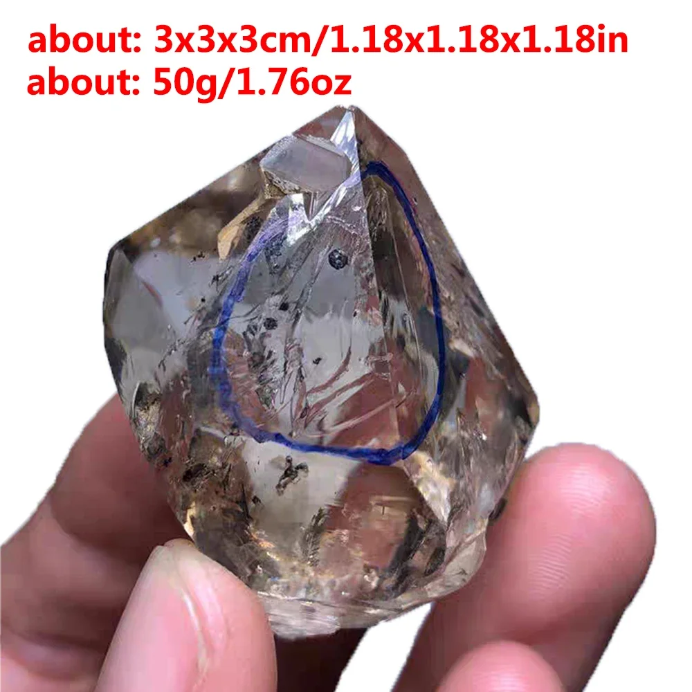 Black Herkimer Diamond Crystal | Raw Specimen with Dynamic Sand Inclusions Water Gall for Reiki & Unique Gemstone Collection view 2