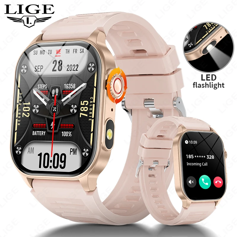 

LIGE Smart Watch For Men Women 2.01" HD Display Health Monitor Sports Fitness Watches AI Voice Bluetooth Call Man Smartwatch New