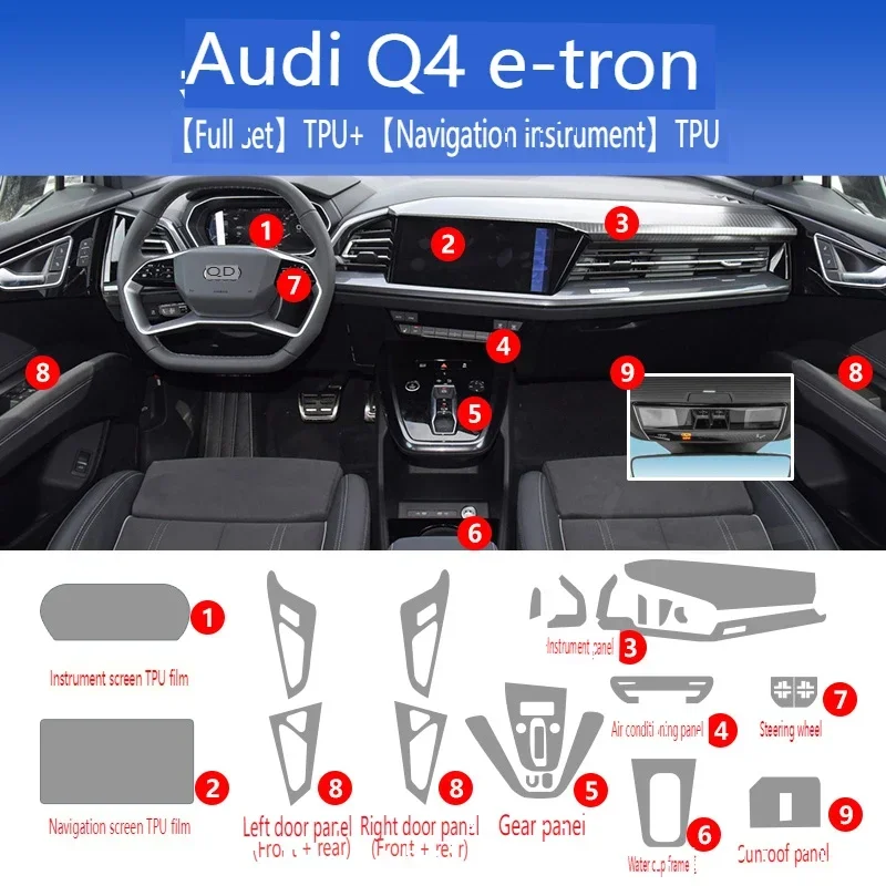 

Tpu Transparent Film for 2022-2024 Audi Q4 E-tron Car Interior Sticker Console Dashboard Screen Protection Film Car Accessories