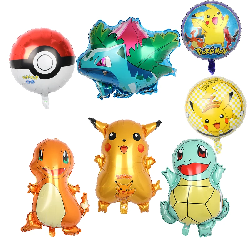 Pokemon Birthday Party Helium Aluminum Foil Balloons Latex Balloon Kids Boy Large Pikachu Balloon Party Decorations Supplies