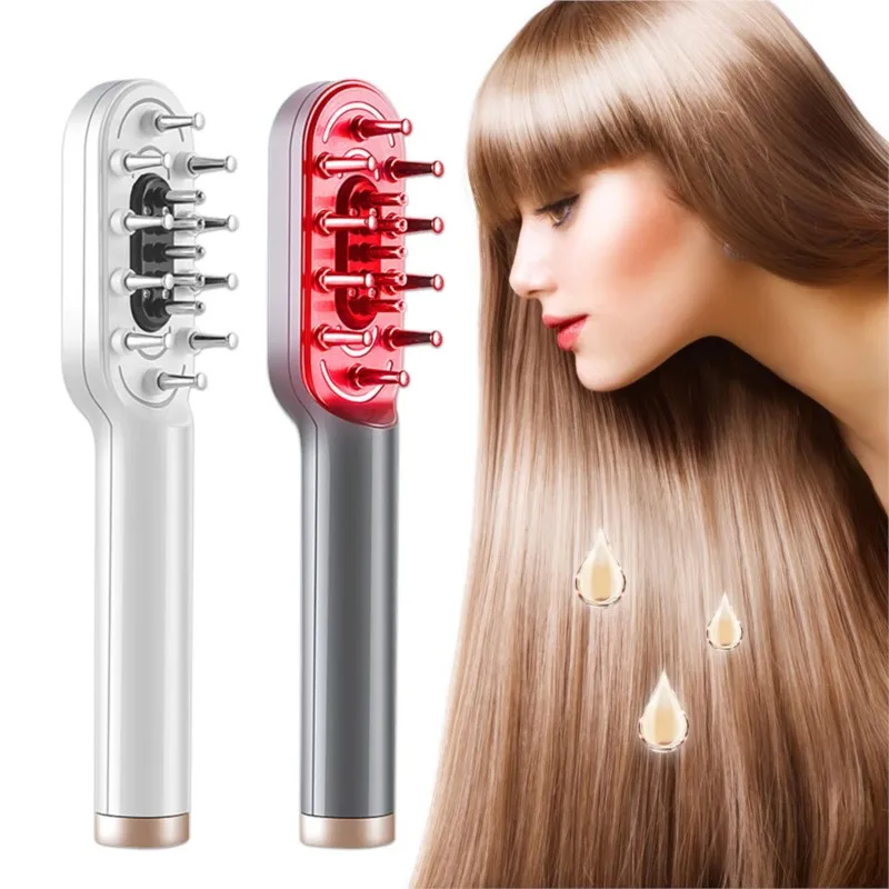 Red blue photoelectric anti hair loss EMS vibration scalp massage hair brush relaxation scalp micro current scalp massage