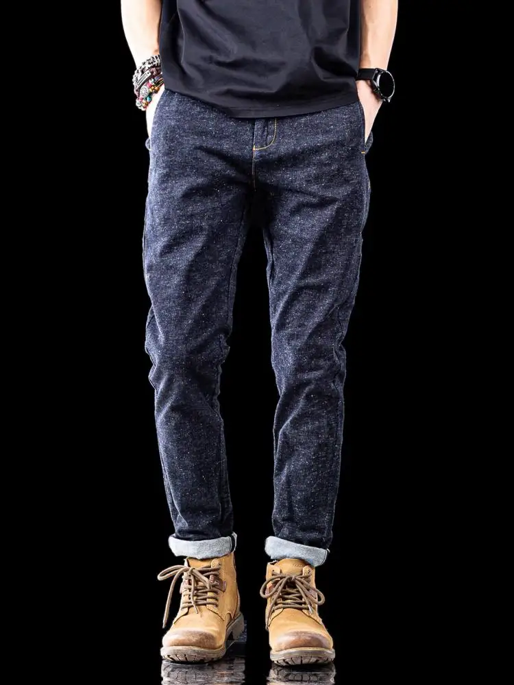 

Мужские джинсы Yezoe из эластичного хлопка, зауженные, синие, модные повседневные брюки, удобные, стрейч, из денима, со средней посадкой, для осени и зимы