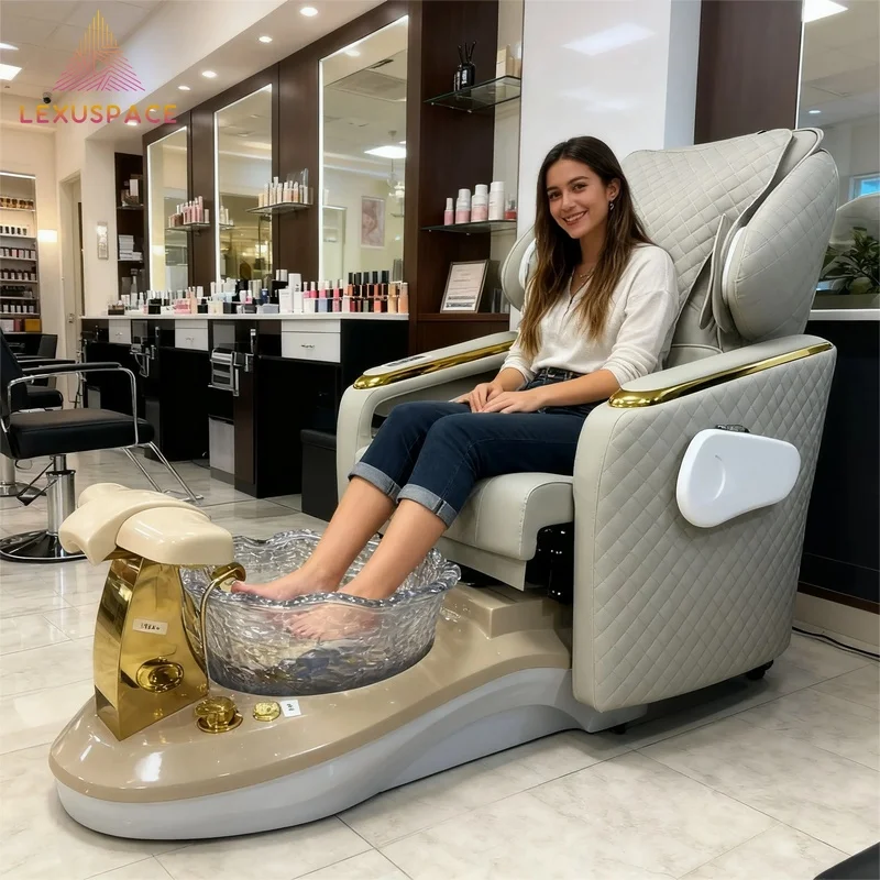 Modern Pedicure Chair Adjustable Seat Backrest New Design Fiberglass Acetone Proof Armrests Customized Logo for Spa Nail Salons