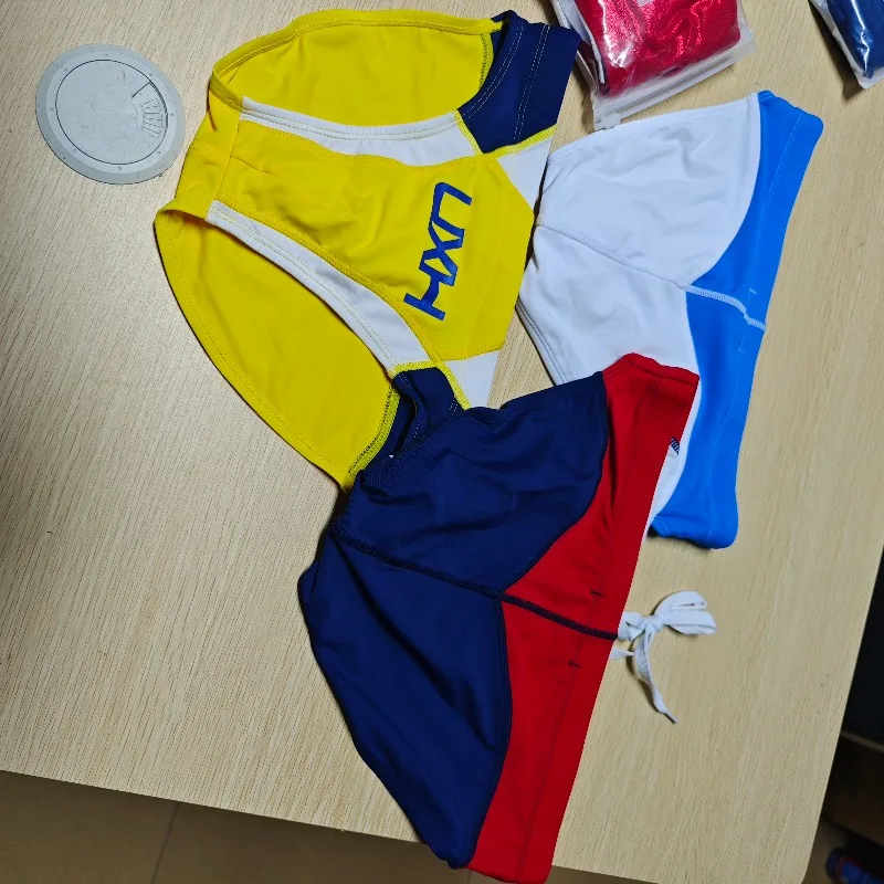 

2026real shot warehouse real shot men's fashion stitching briefs Japanese show beach swimming trunks close-fitting briefs UXH026