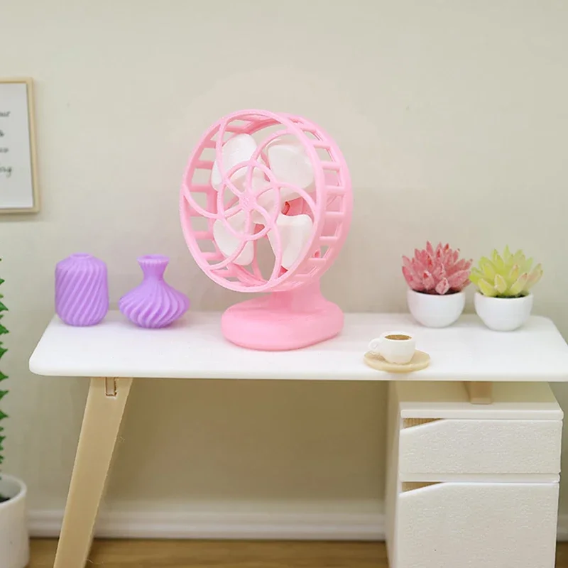 1/12 Dollhouse Simulation Mini Electric Fan Model Dollhouse Furniture Decoration Dolls House Living Scene Decor Accessories
