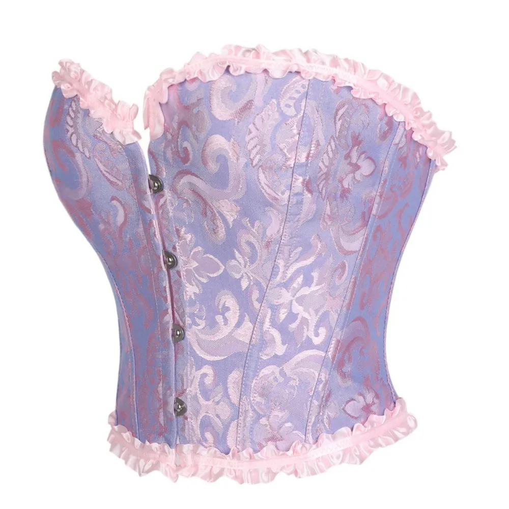 المرأة القوطية الدانتيل يصل مشد البنطال القصير الجاكار overالصدر بوستير الفيكتوري مثير الأزهار الملابس الداخلية الباسك زي #2