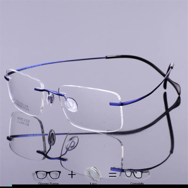 Titanium  Prescription Glasses Men Women ultra light Man Rimless Spectacles Optic Eyewear multifocal progressive Woman