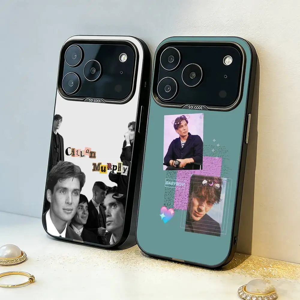

C-Cillian M-Murphy Actor Phone Case For iPhone17,16,15,14,13,12,11,Pro,MAX Gray Matte Silicone Black Cover