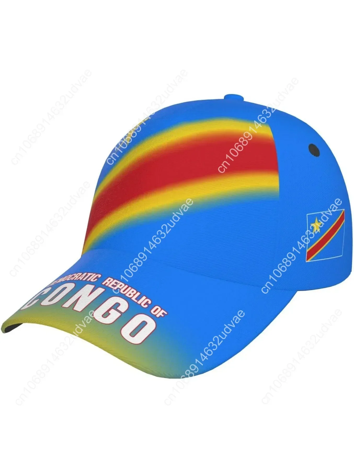 Democratic Republic of Congo Flag Gradient Color Baseball Caps 3D Print Adult Unisex Hat for Soccer Fans Black