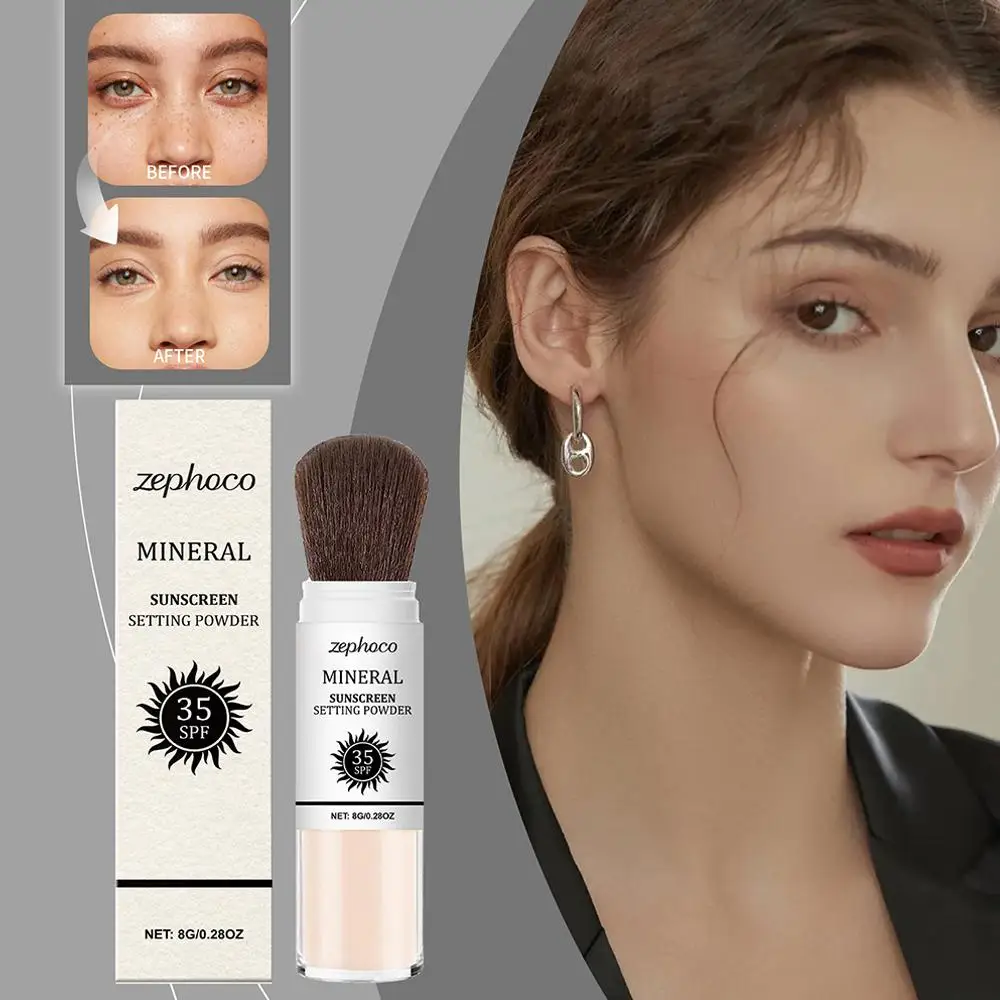 

Lightweight Sunscreen Setting Powder SPF Protection Control Refreshing Women Skin-friendly Care Face Oil Makeup E1E7