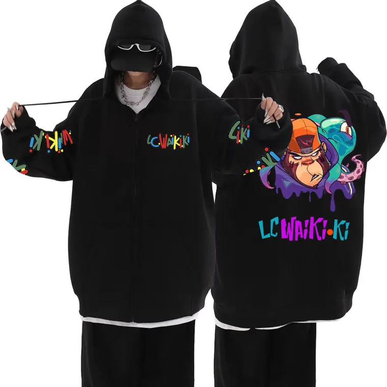 

Best Famous Lc Waikiki Monkey Graphic Zipper Hoodie Men Women's Fashion Oversized Streetwear Male Cartoon Monkeys Zip Up Jacket