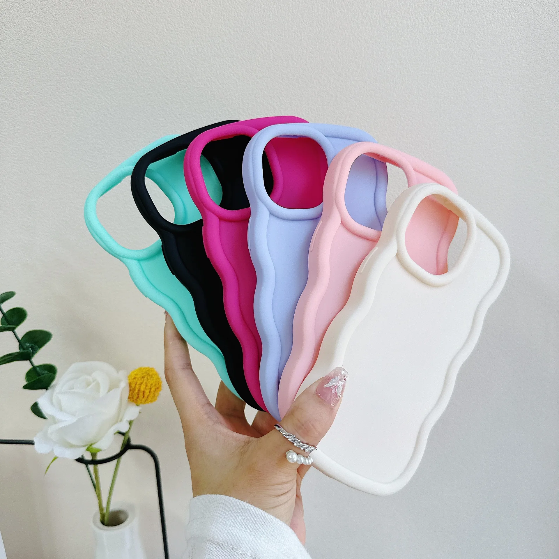 

Macaron Big Wave Candy Color Phone Case for iPhone 17 16 15 14 13 12 Pro Max 11 Pro Max 17AIR 7 8 Plus Shockproof Soft TPU Shell