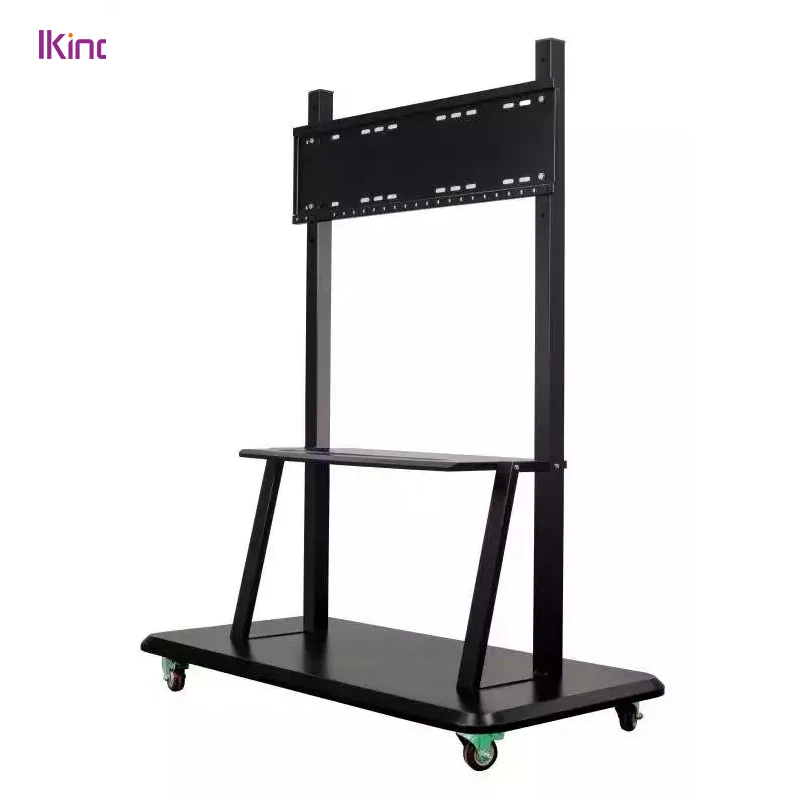 110 inch Trolley Heavy Duty Steel Height Adjustable Shelf Rolling Floor Stand Mobile TV Cart with Wheels