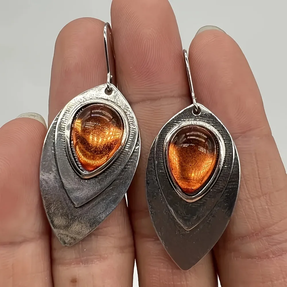 أقراط رياح عرقية عتيقة للنساء ، مجوهرات بسيطة ، هندسية قبلية ، إكسسوارات يومية ، زوج واحد