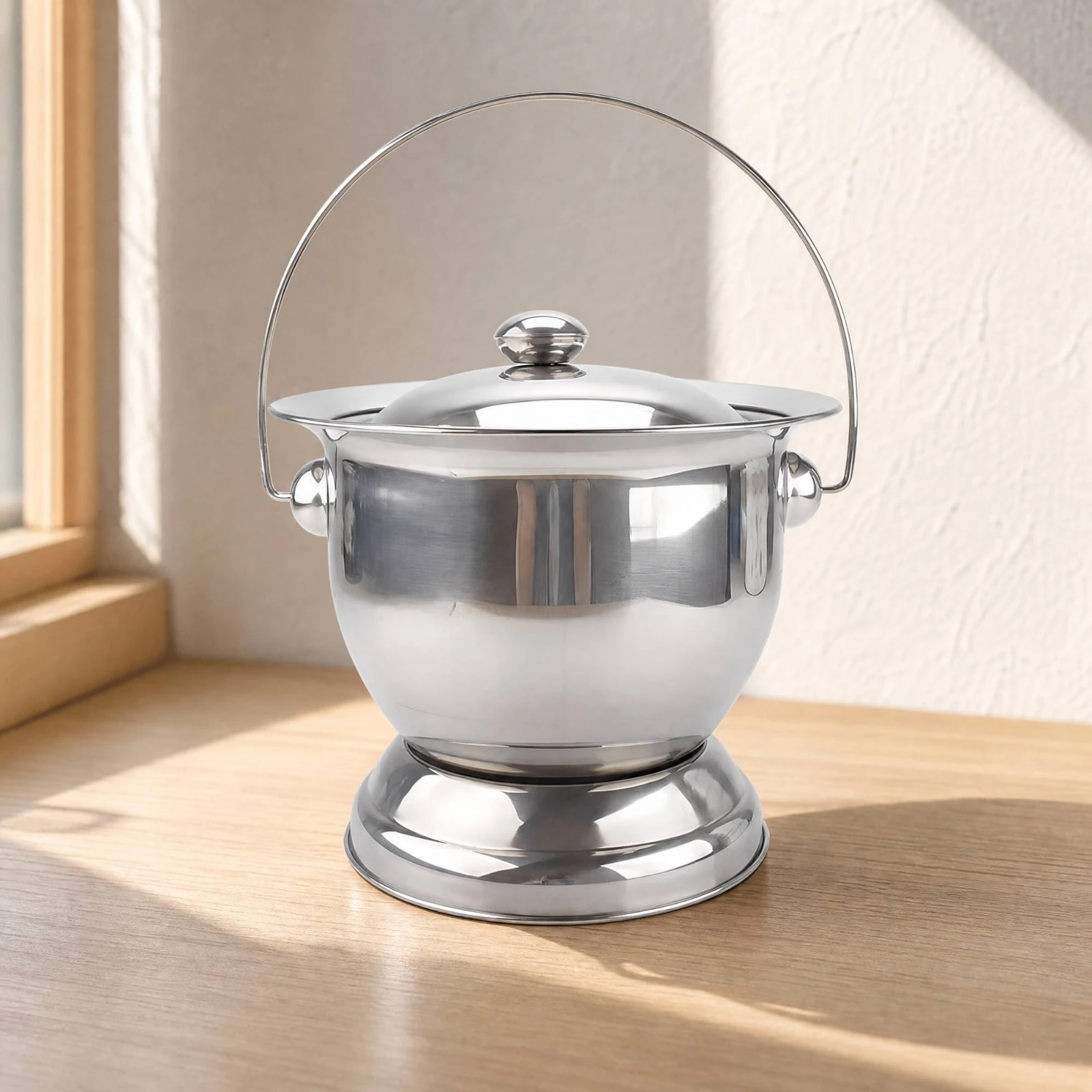 Waste Receptacle Sturdy Stainless Steel Bedside Waste Receptacle for Older People, Overnight Use, Recovery