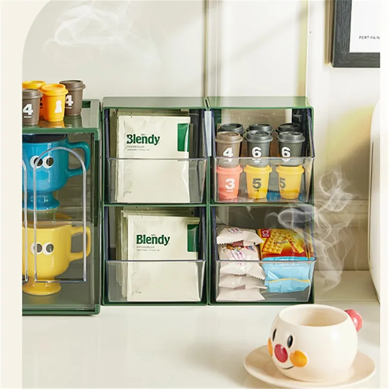 

Storage Box Desktop Dustproof Capsule Milk Tea Instant Bag Multi-layer Organizer Rack Office Tea Room Coffee Tea Bag Ins