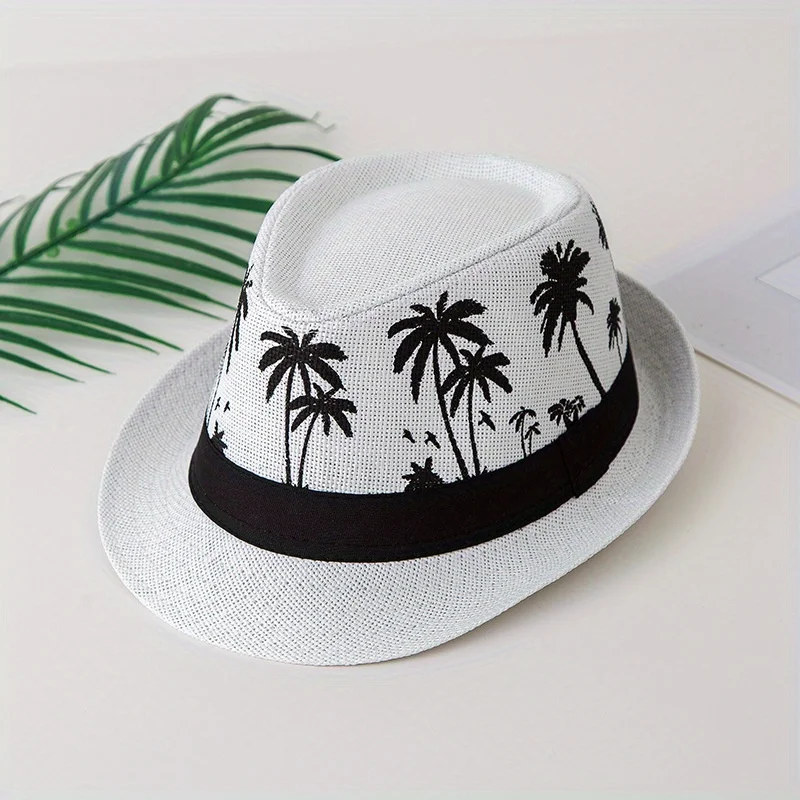 Tree Print Hem Beach Hat Breathable Fashionable Color Collision Sun Hat  Lightweight Sunscreen Outdoor Travel Casal Cap