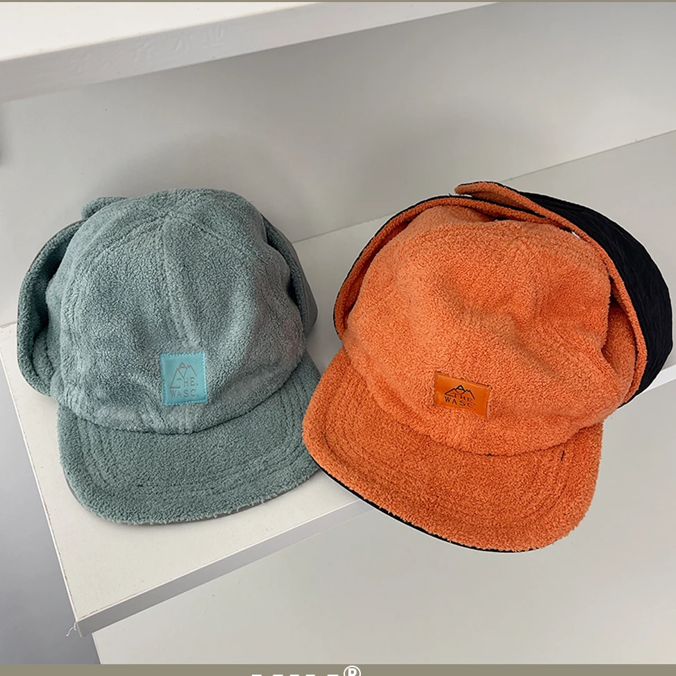 Reversible Autumn Winter New Velvet Color Matching Warm Bomber Hat Ear Protection Fashionable Windproof Soft Brim Baseball Hat