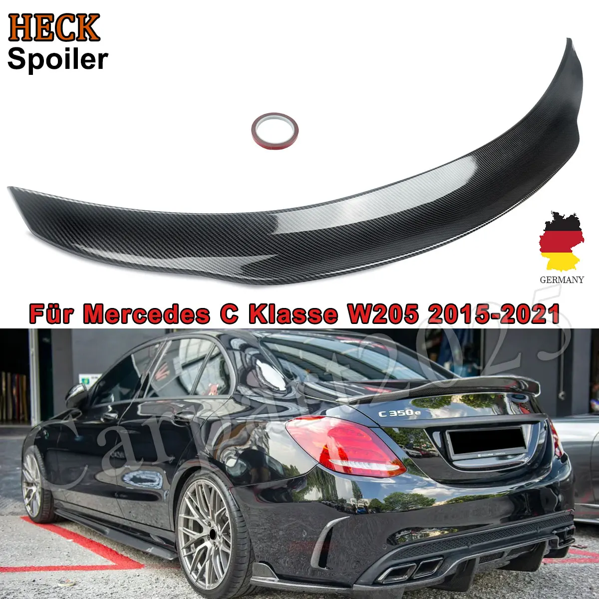 

FOR MERCEDES C CLASS W205 PSM STYLE Spoiler C160 C180 C300 2015 2016 2017 2018 2019 RENNTECH REAR BOOT SPOILER LIP CARBON LOOK