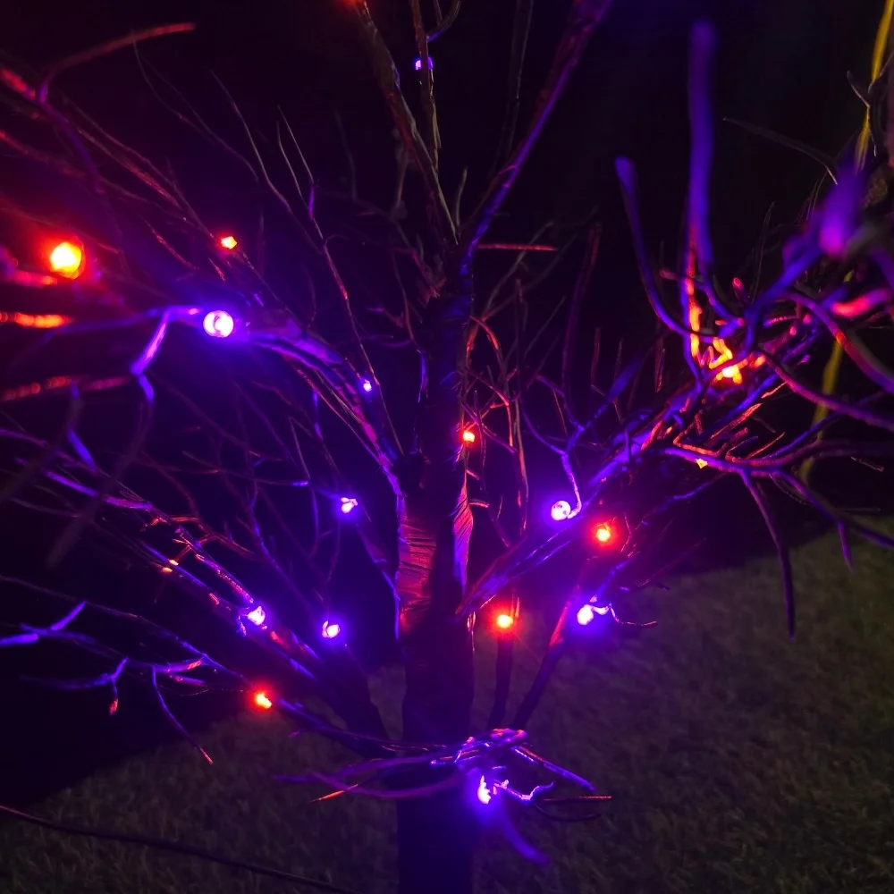 1PC 20LED Orange Purple Coral Branch Tree Light Halloween Tabletop Tree Lamp Indoor Home Office Desk Landscape Decorative Light