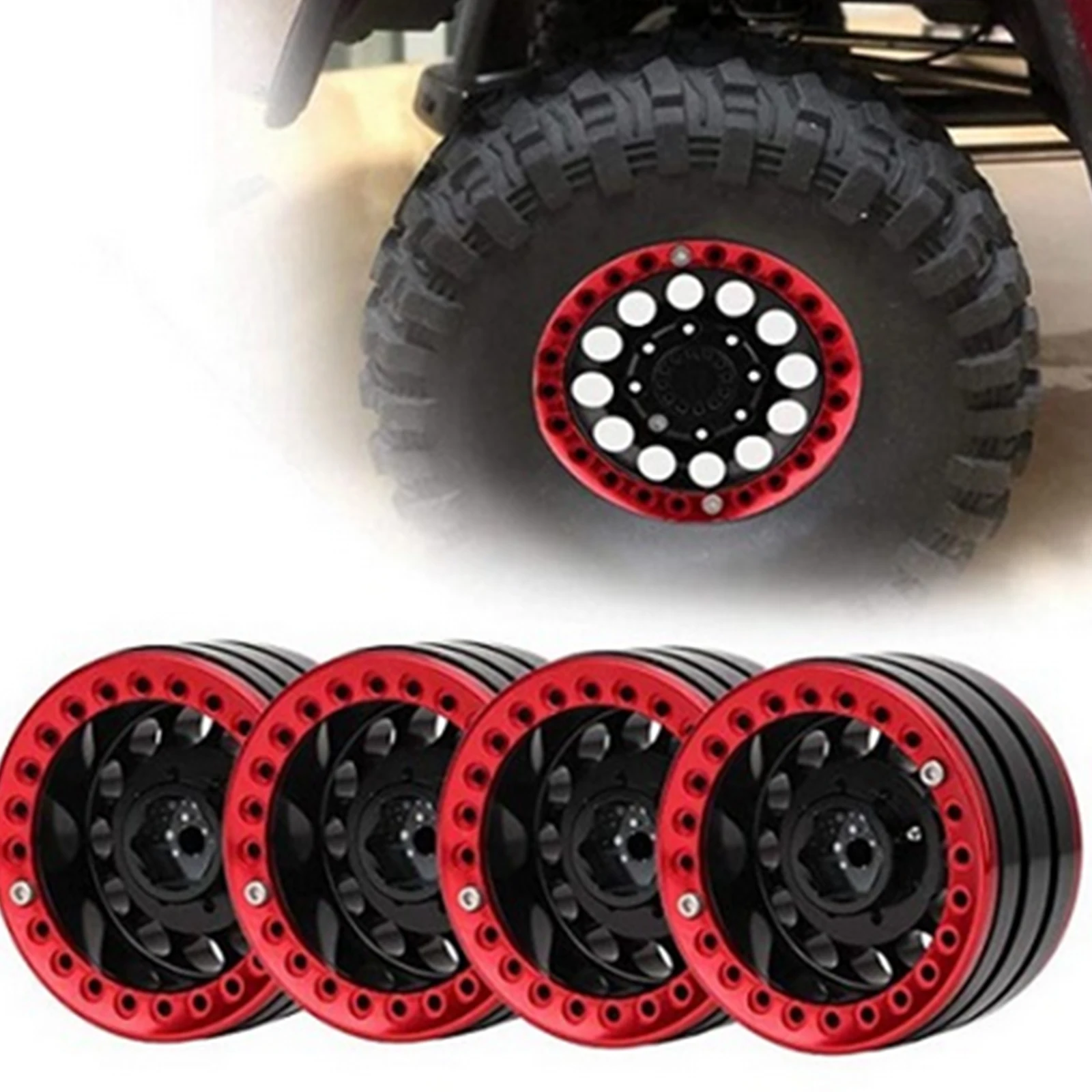 4 pz piatto profondo vagone 1.9 pollici in lega Beadlock cerchione mozzo ruota per 1/10 RC Crawler assiale D90 SCX10 SCX10II TRX-4 TRX-6 F350 RC auto