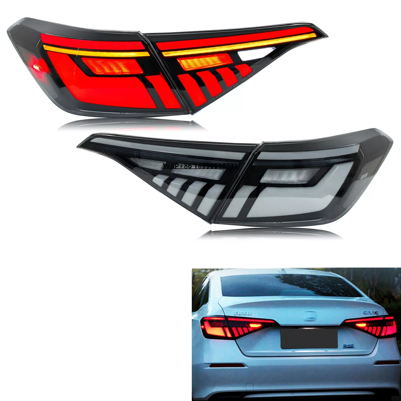 

Auto Part Car LED Lamp Tail Lights for 2022 2024 11Th GEN Sedan Dynamic Turn Signal DRL Brake Assembly