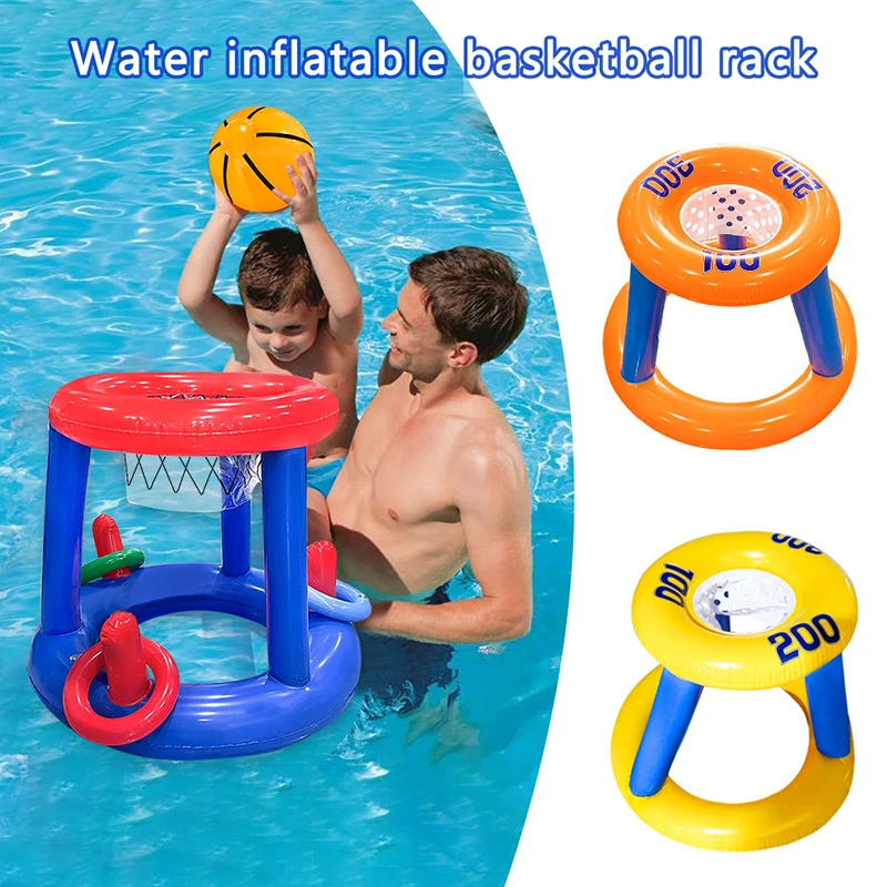 Inflatable Water Basketball Rack Toy Water Parent-child Throwing Game Hoop Beach Toy Set Outdoor Swimming Pool Summer Water Toys