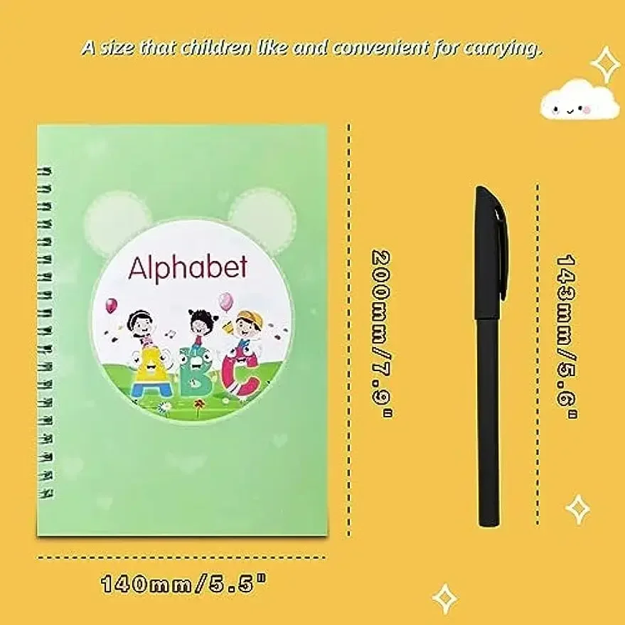 Reutilizável sulcado Handwriting Copybook for Kids, Magia Idade Handwriting, Atividades de aprendizagem pré-escolar, 3-8 Workbooks, 5pcs