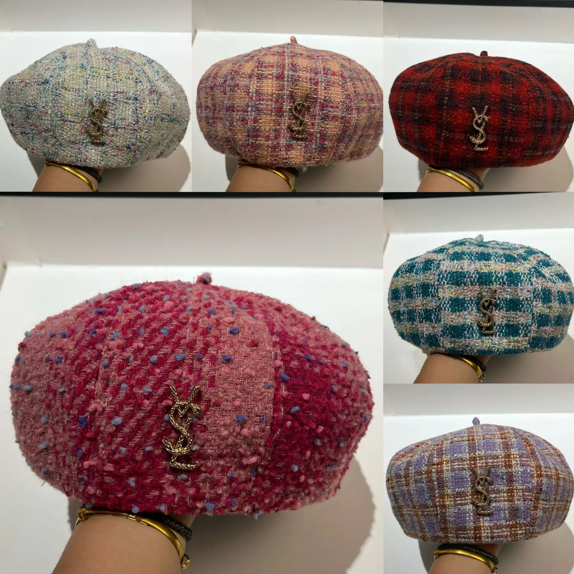 

Women's Tartan Beret Winter Korean Style Slouchy Baker Boy Hat Colorful Checked Newsboy Cap for Women