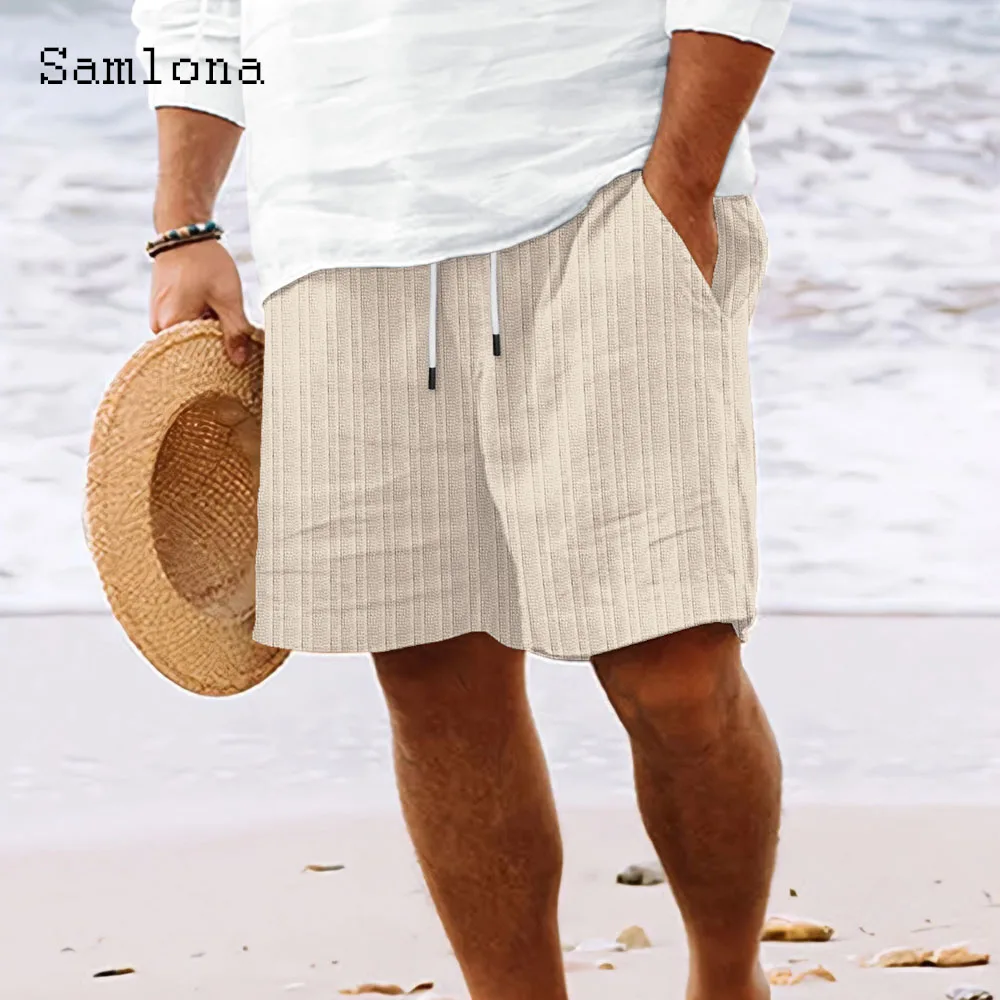 White Black Soft Cotton Linen Shorts Men Fashion Striped Short Pants Male Clothing 2024 Stylish simplicity Casual Beach Shorts