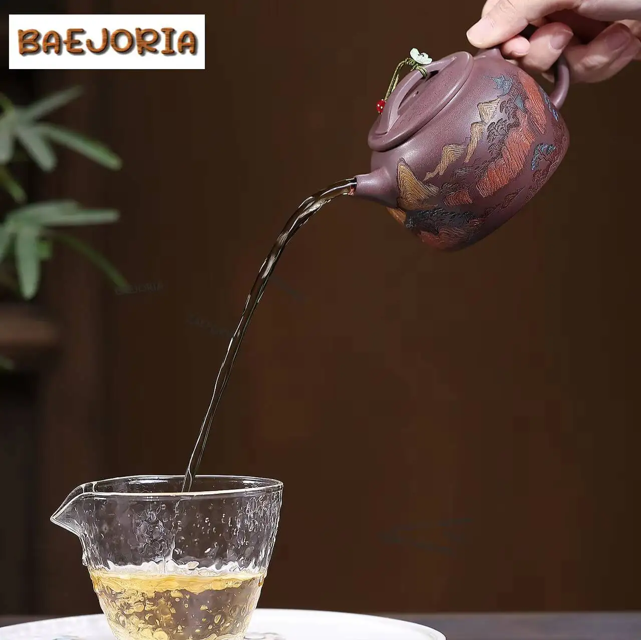 BAEJORIA 250ml Antique Yixing Purple Clay Teapots Handmade Large Caliber Pot Raw Ore Peach Blossom Mud Kettle Zisha Tea Set