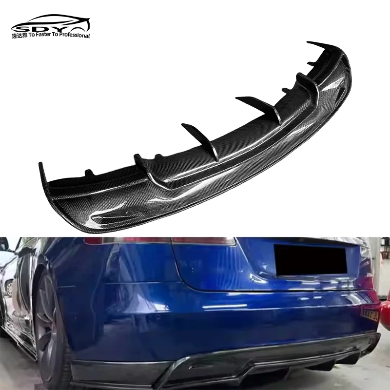 RZ Style Carbon Fiber Rear Diffuser Rear Bumper Lip for Model S 2012-2016