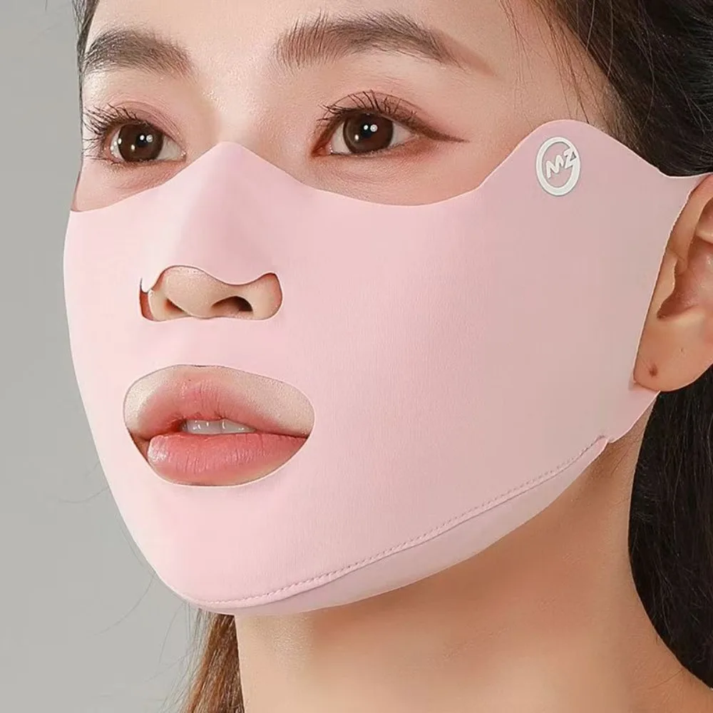 Nueva máscara de seda de hielo transpirable Anti-UV máscara de protección solar a prueba de polvo velo facial lavable Unisex