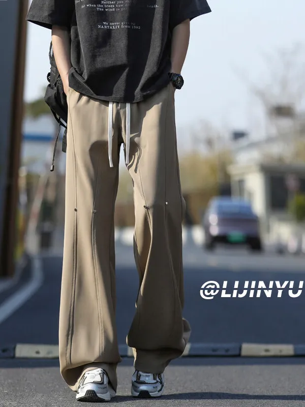 العلامة التجارية الأمريكية غير الرسمية الرجال الصيف رقيقة مستقيم الساق الرياضة فضفاض ثريبي الغرب السراويل تنفس خفيفة الوزن مستقيم أنبوب بنطلون #1