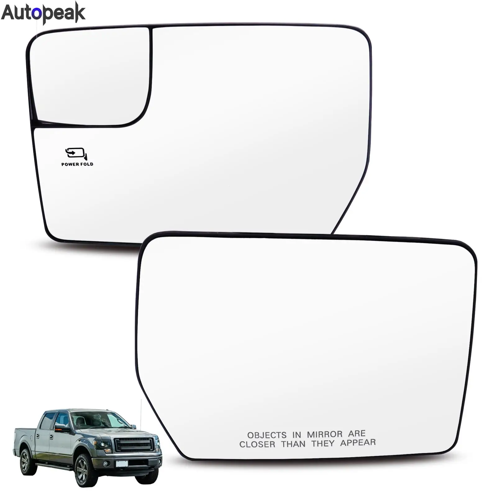 

For Ford F-150 F150 2004 2005-2014 Pickup Heated Right Left Side Mirror Glass Convex Wide Angle Wing Mirror Replacement Rearview