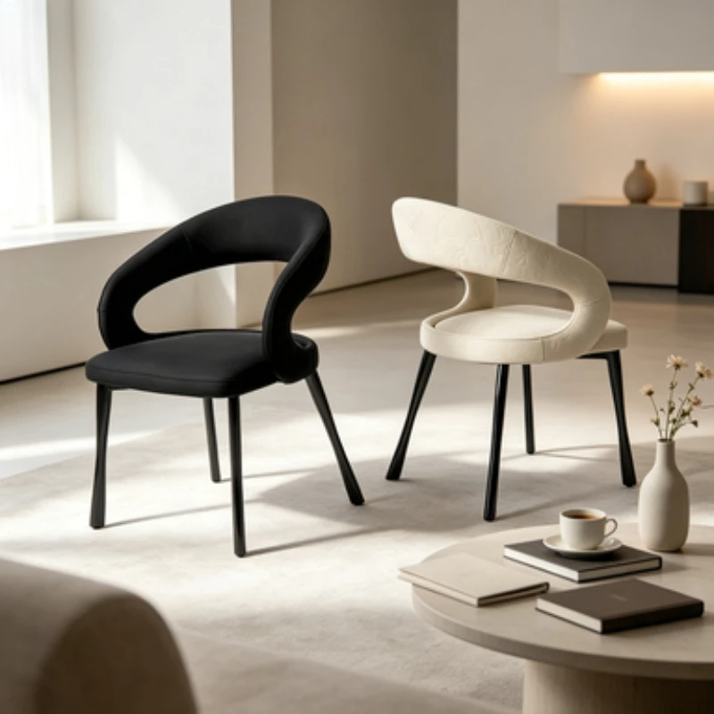 Minimalist Armrest Dining Chair Modern Designer High-End Accent Seat Luxury Leisure Side Chair for Home Dining Room Furniture