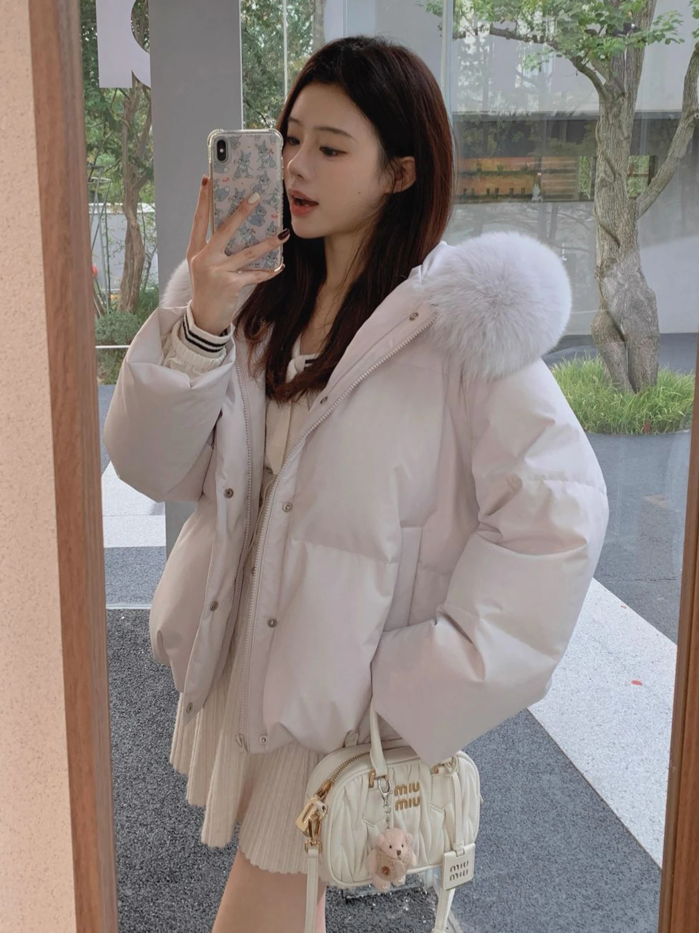 الوردي أسفل Jaet المرأة شتاء جديد 2025 النسخة الكورية فضفاضة ثي الدافئة كبيرة الفراء طوق الخبز Sle معطف المرأة Sle #5