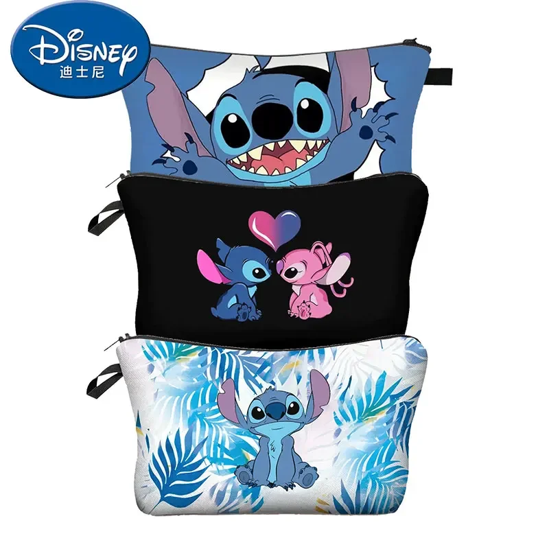 Bolsa de maquillaje de Lilo & Stitch de Disney, bolsa de cosméticos Kawaii, bolsas de lavado de dibujos animados de Anime, estuche para lápices,