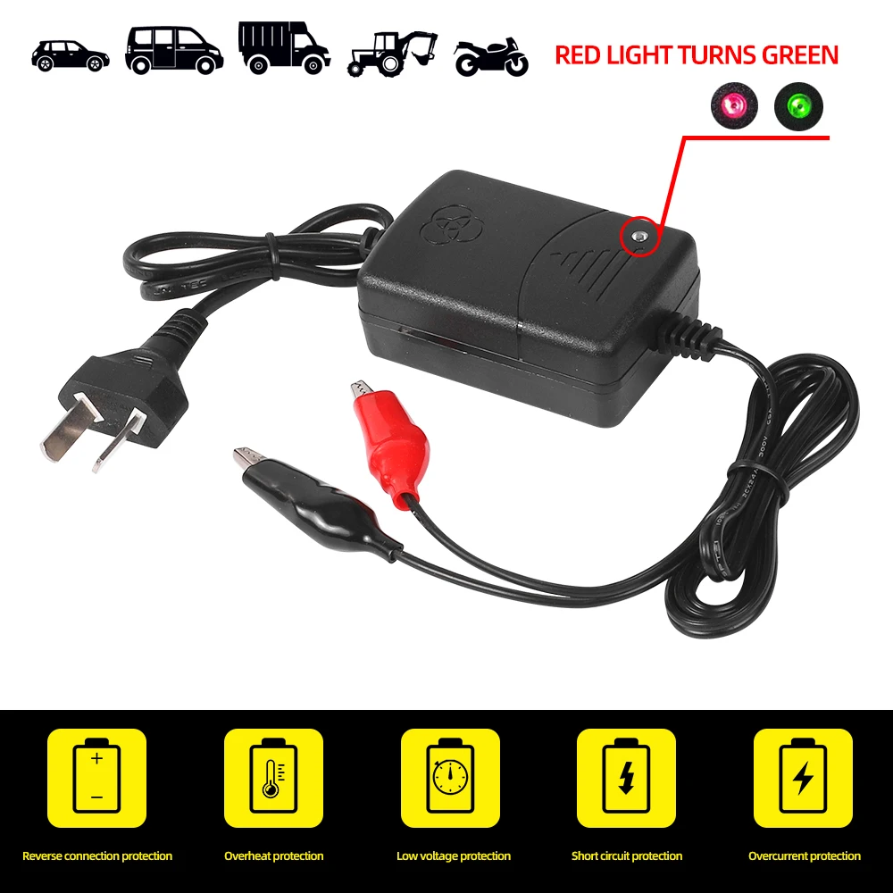 

12V 1300mA Smart Battery Charger Rechargeable Sealed Lead Battery Charger EU US Plug With Clip For Car Truck Motorcycle X